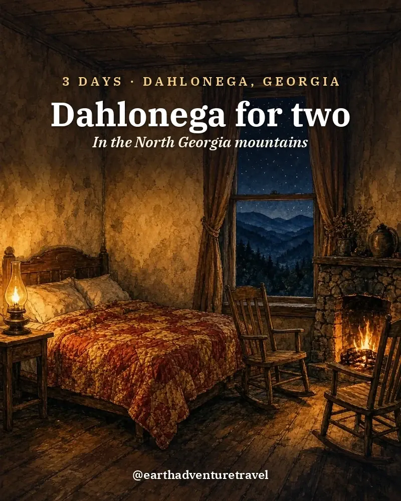 Illustrated recap card: Dahlonega
