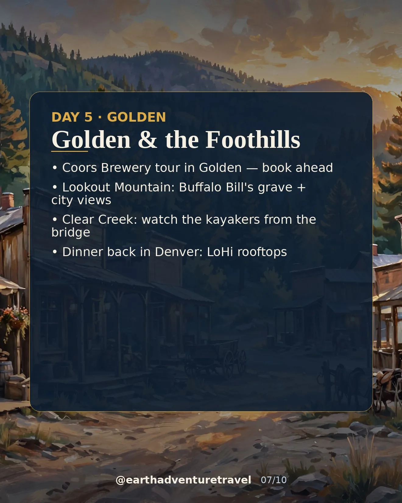 Day 5 graphic: Golden Colorado in the foothills