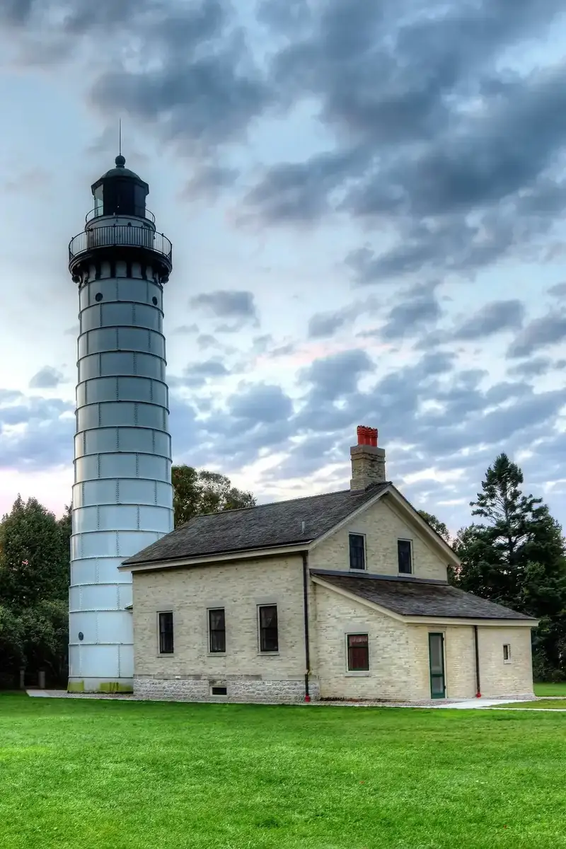 Cana Island Lighthouse across the causeway