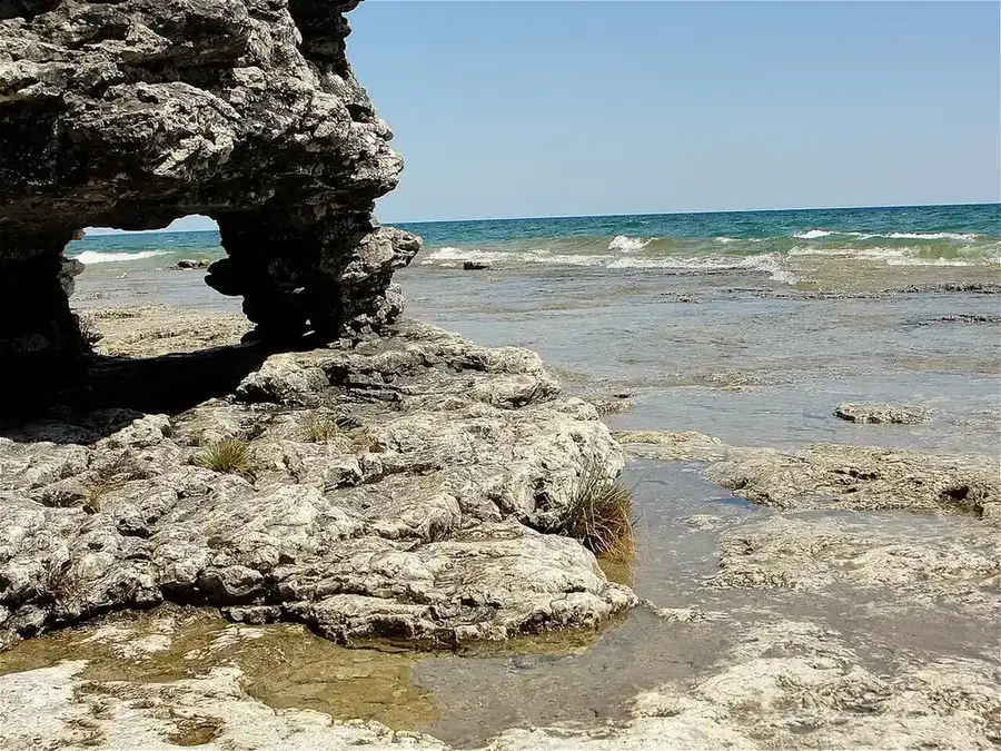 Limestone cliffs at Cave Point County Park
