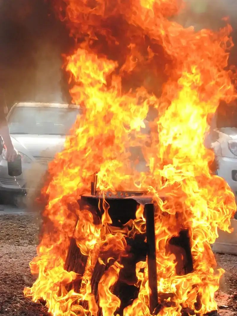 Dramatic flames from a Door County fish boil boil-over