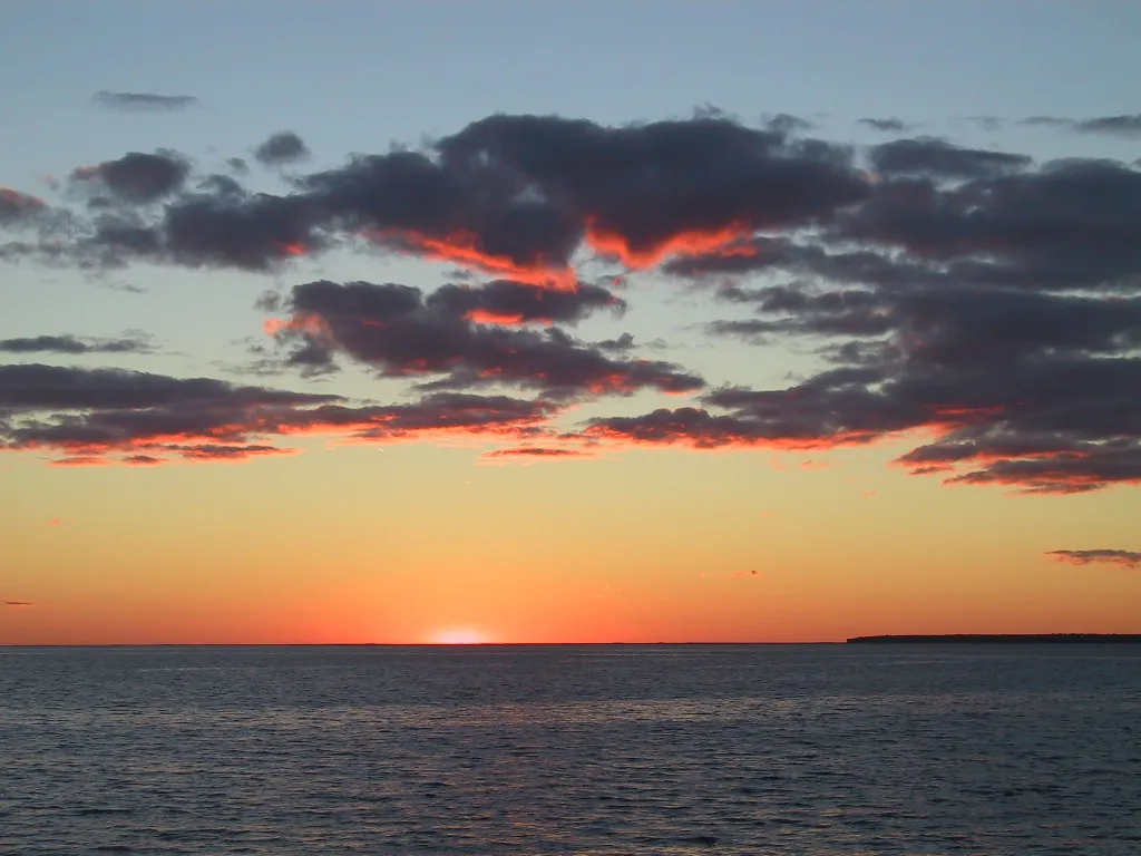 Sunset over Green Bay viewed from Eagle Bluff Lighthouse
