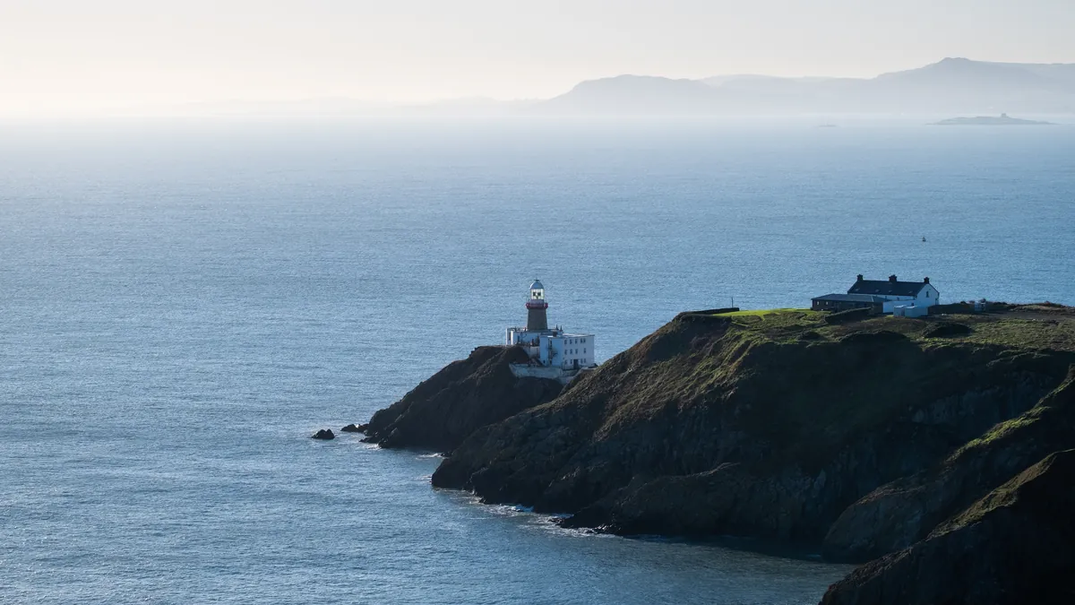 The Baily Lighthouse on Howth Head above the Irish Sea