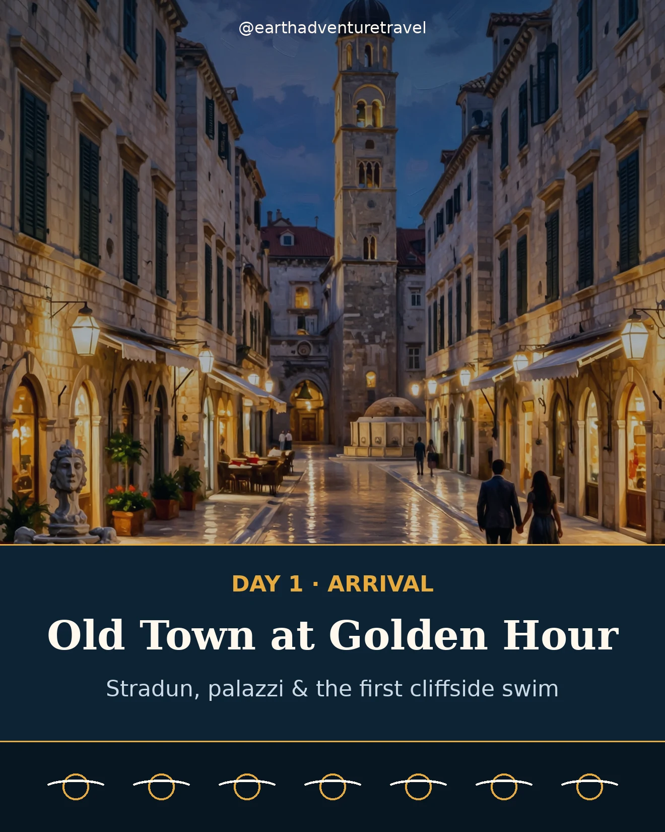 Painterly illustration of Stradun at dusk