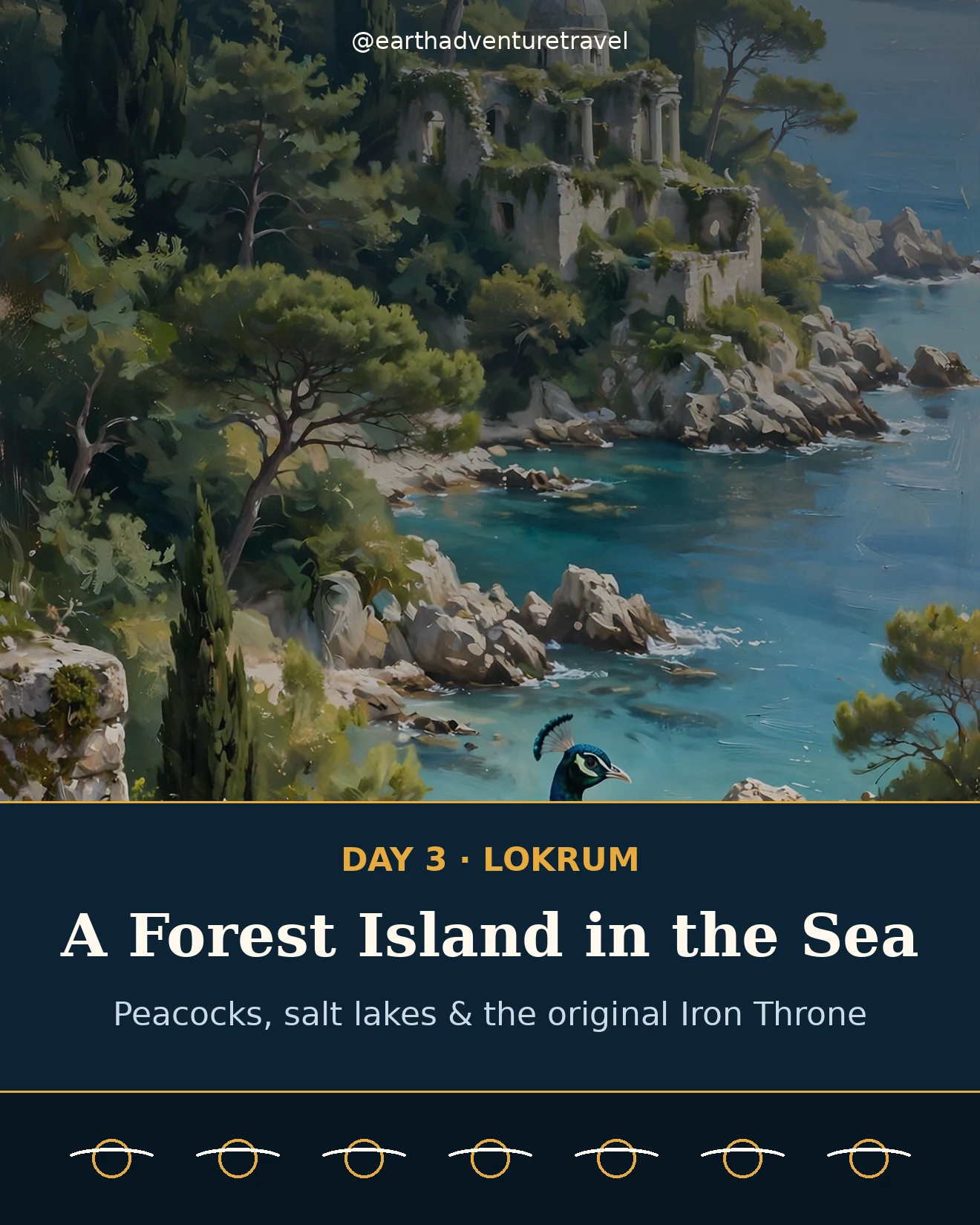 Painterly illustration of Lokrum Island's monastery