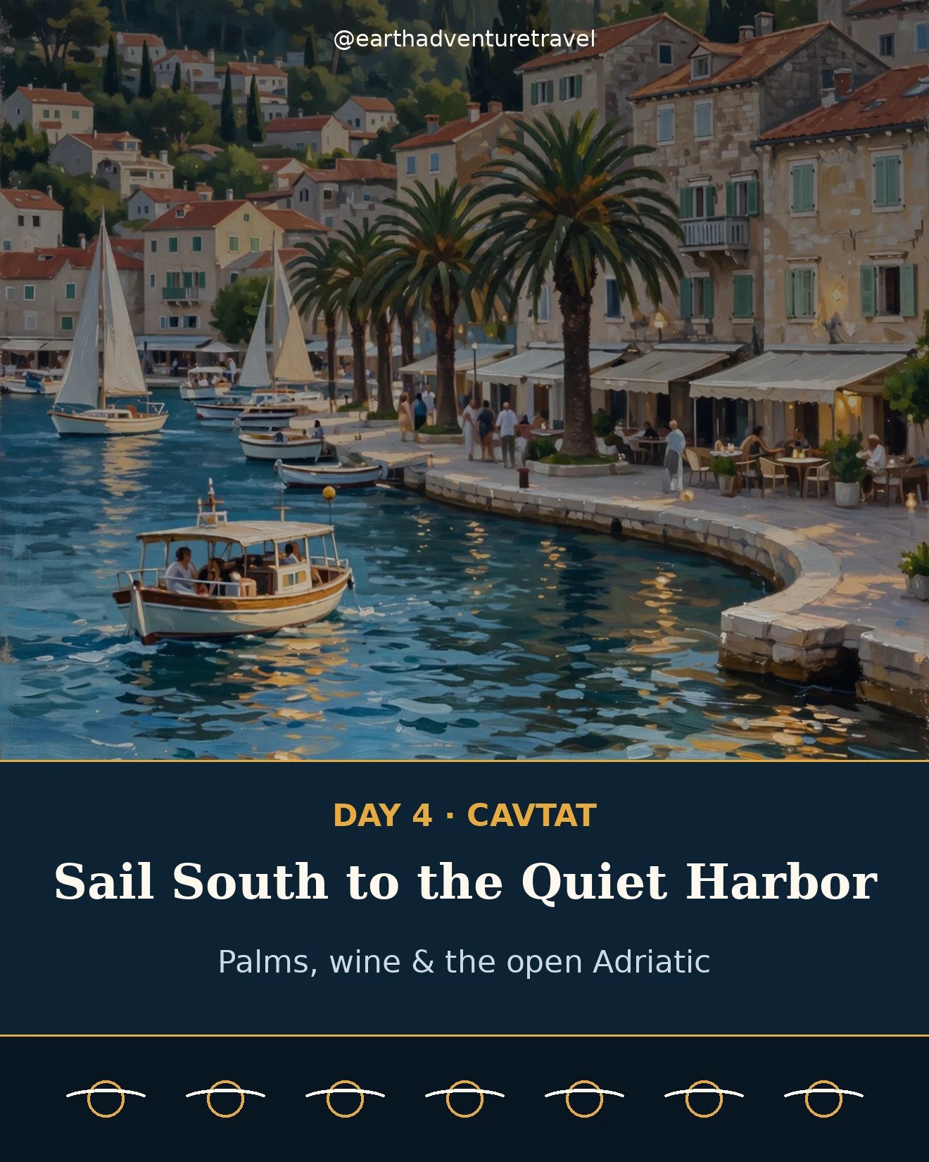 Painterly illustration of Cavtat's harbor