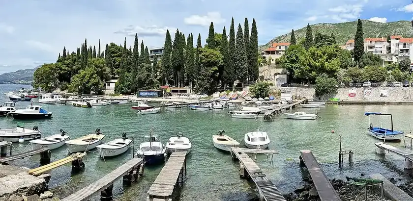 Cavtat's palm-lined harbor