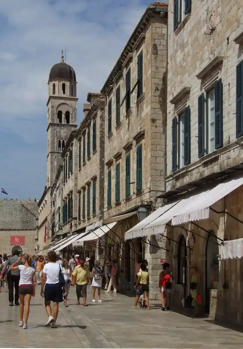 Stradun's polished limestone street in Dubrovnik's Old Town