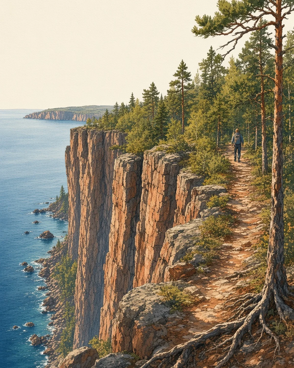 Illustrated day card: Cliffs and rivers