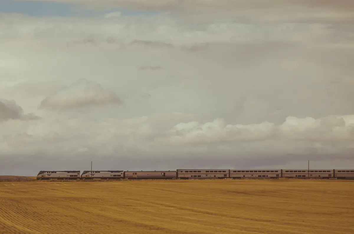 The real Empire Builder crossing the Montana prairie near Inverness
