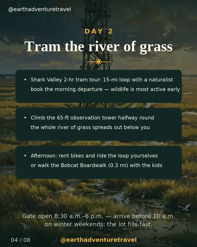 Deck slide: Day 2 — tram the river of grass at Shark Valley