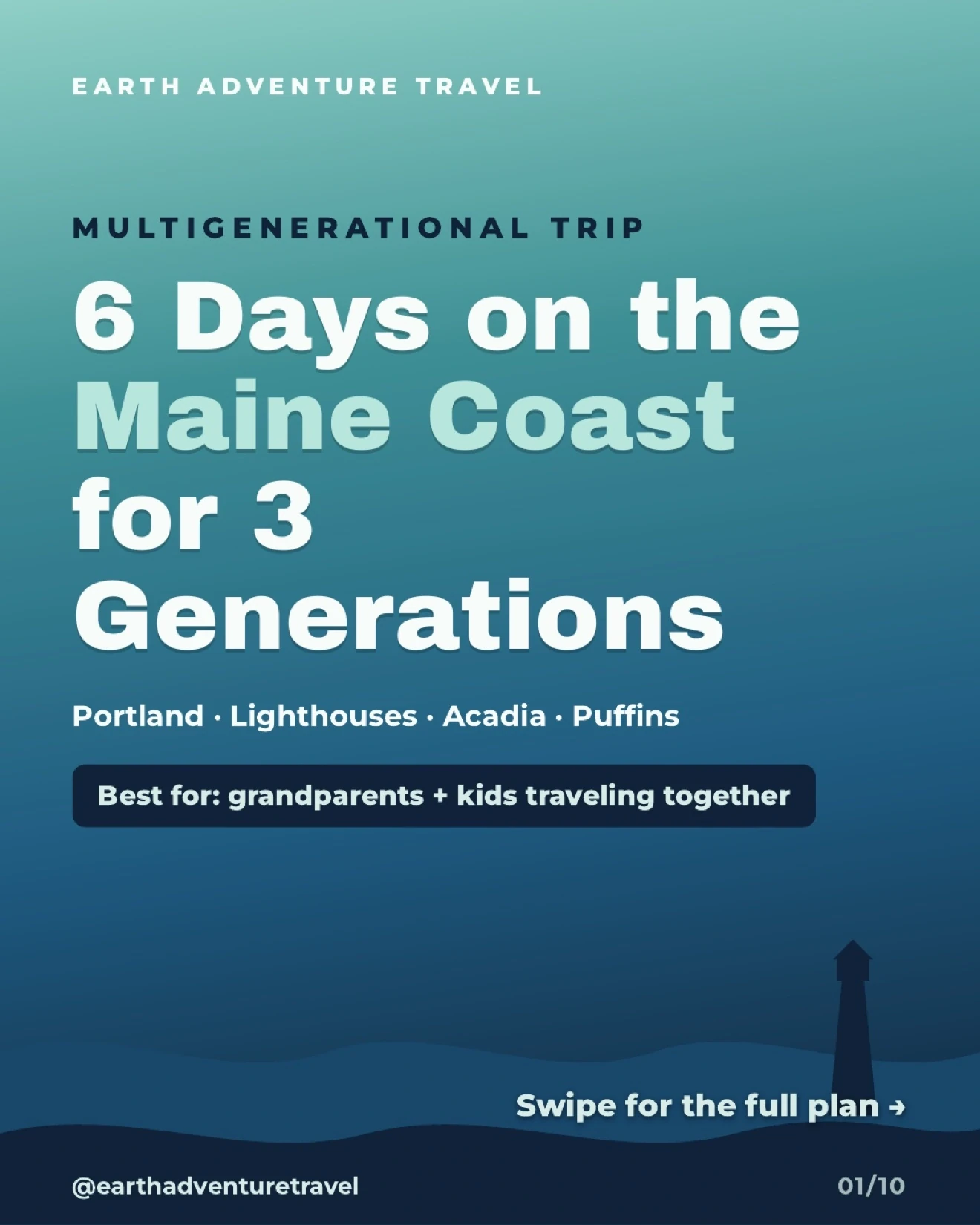 Illustrated cover for a six-day Maine coast trip with grandparents