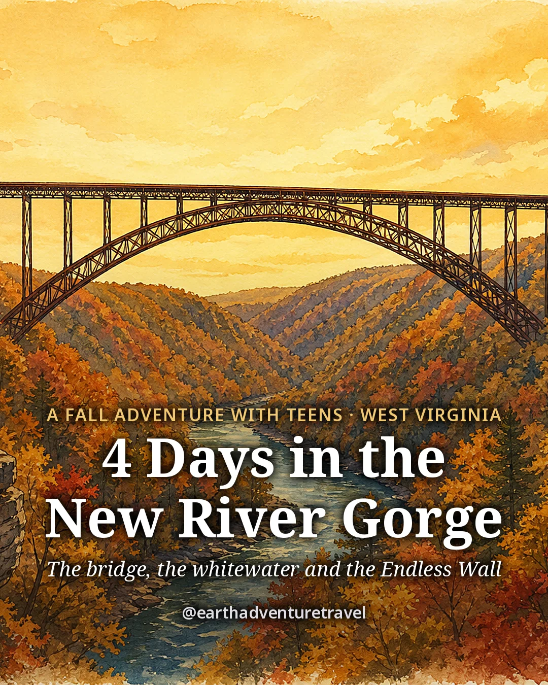 Cover graphic for the New River Gorge itinerary