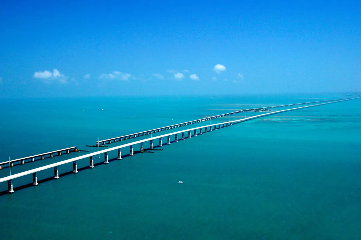 Seven Mile Bridge stretching across turquoise water in the Florida Keys