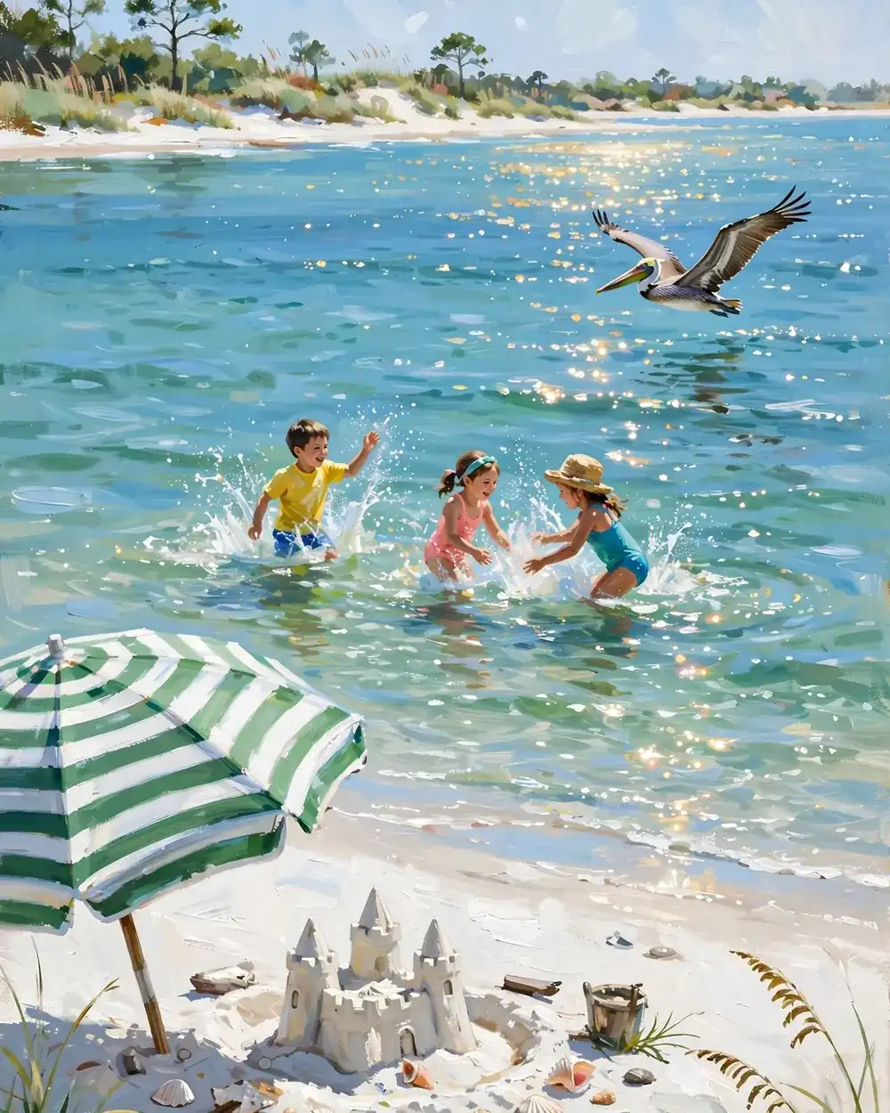 Day 2 graphic: a perfect beach day on Okaloosa Island, turquoise water and white sand