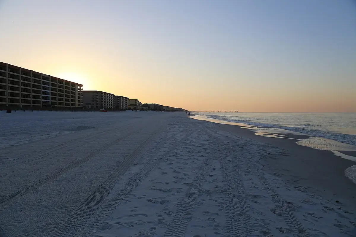 Sunset on Okaloosa Island with the Island Pier in the distance