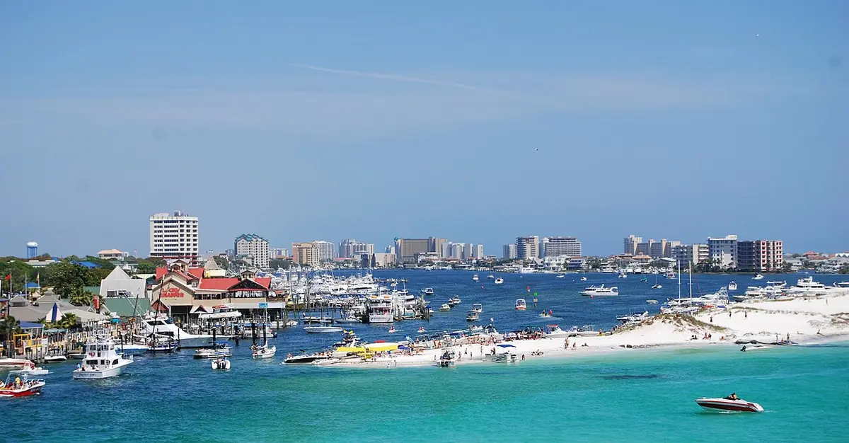 Charter boats and the harbor at Destin HarborWalk Village