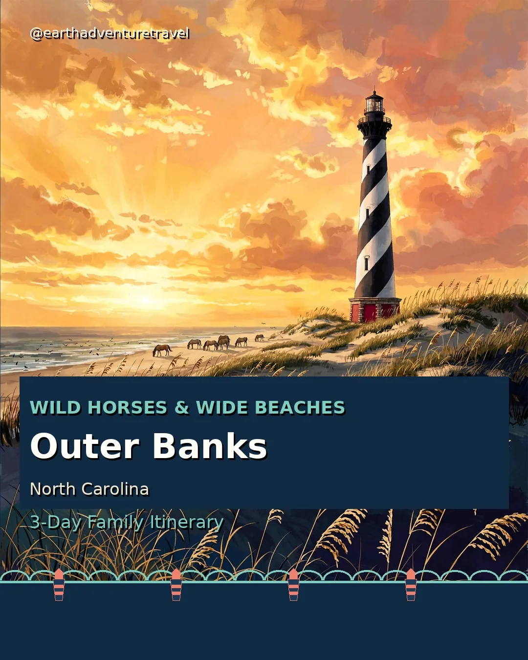 Outer Banks family trip cover: wild horses and wide beaches