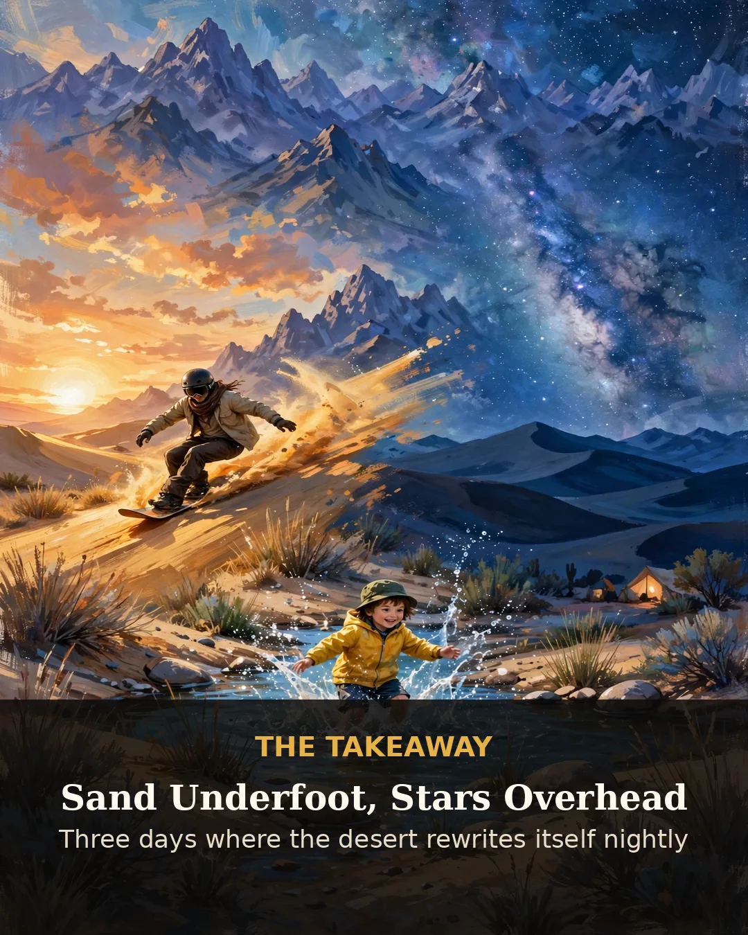 Saveable recap graphic for the three-day Great Sand Dunes family route