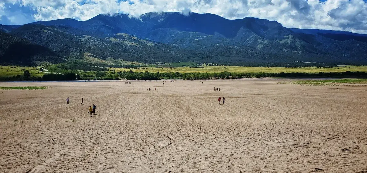 Rippled sand and the Sangre de Cristo Mountains at Great Sand Dunes