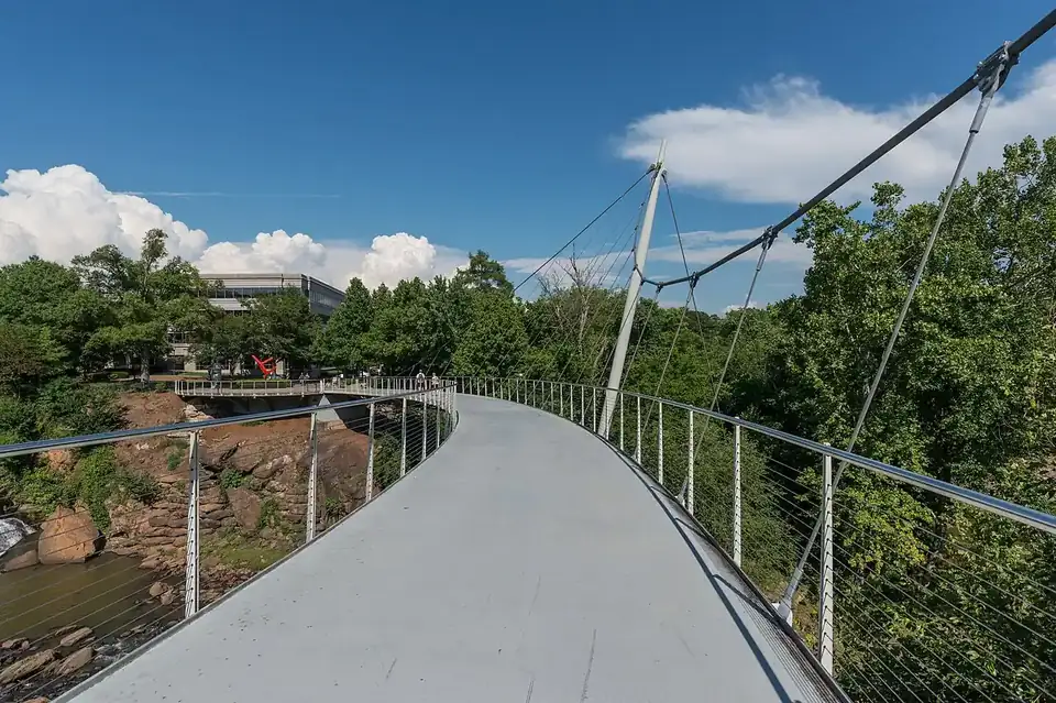 Liberty Bridge over Reedy River Falls in Falls Park