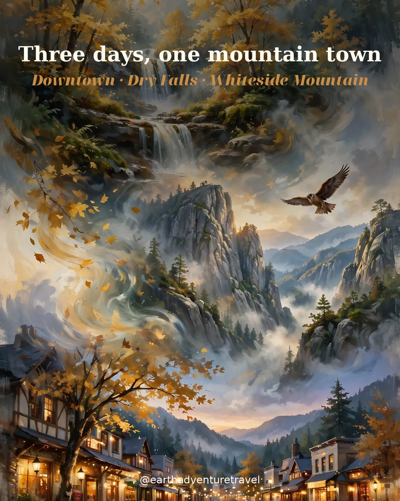 Saveable recap graphic for the three-day Highlands NC couples route
