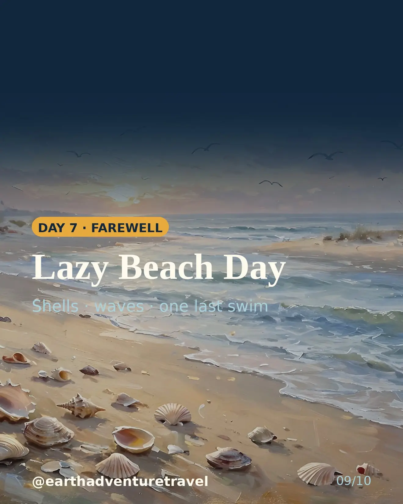 Designed day 7 slide: farewell beach
