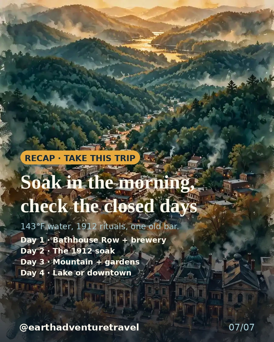 Saveable recap graphic for the four-day Hot Springs couples route