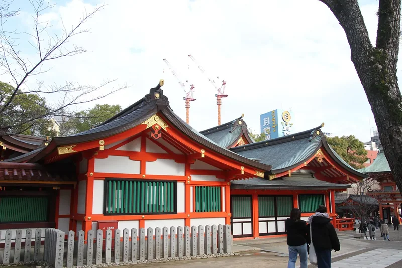 The red gate of Ikuta Shrine in central Kobe