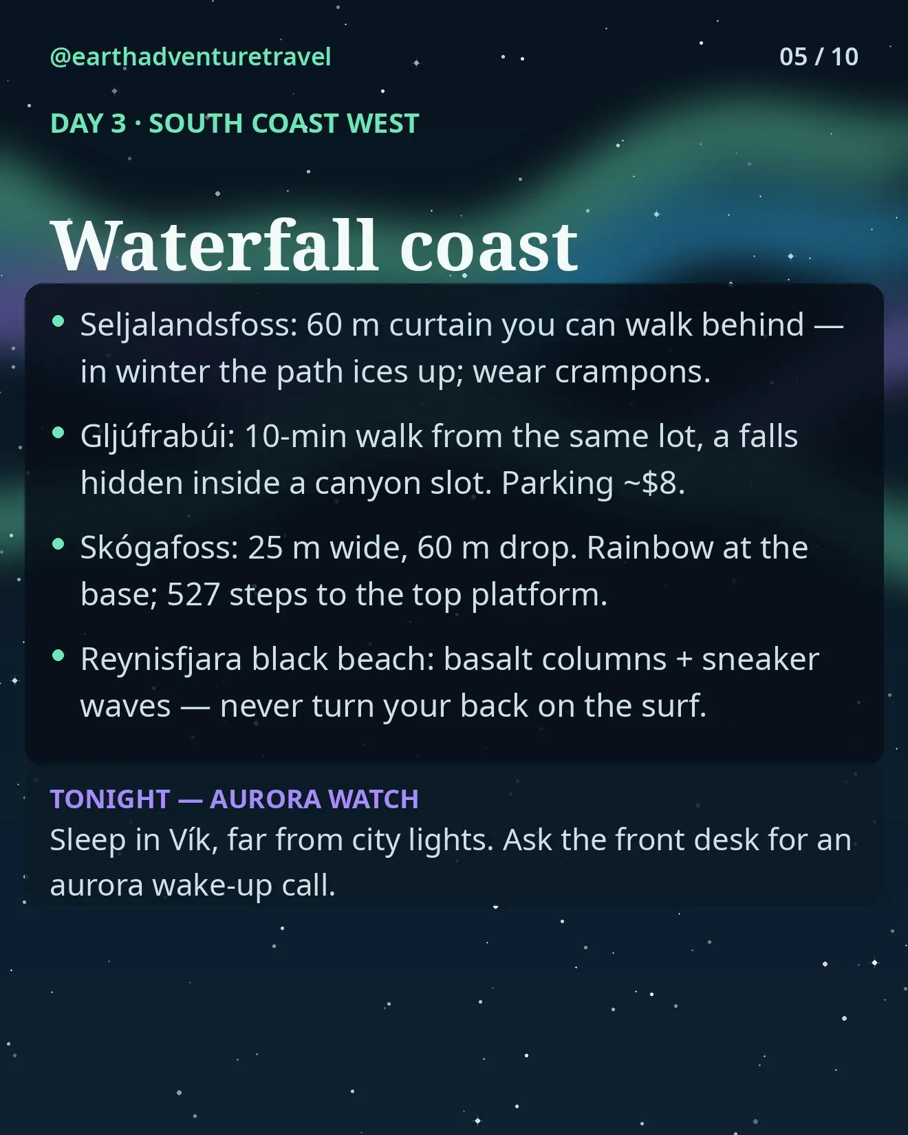 Day 3 graphic: South Coast waterfalls in winter