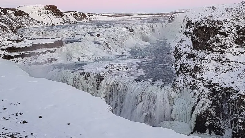 Gullfoss waterfall in winter