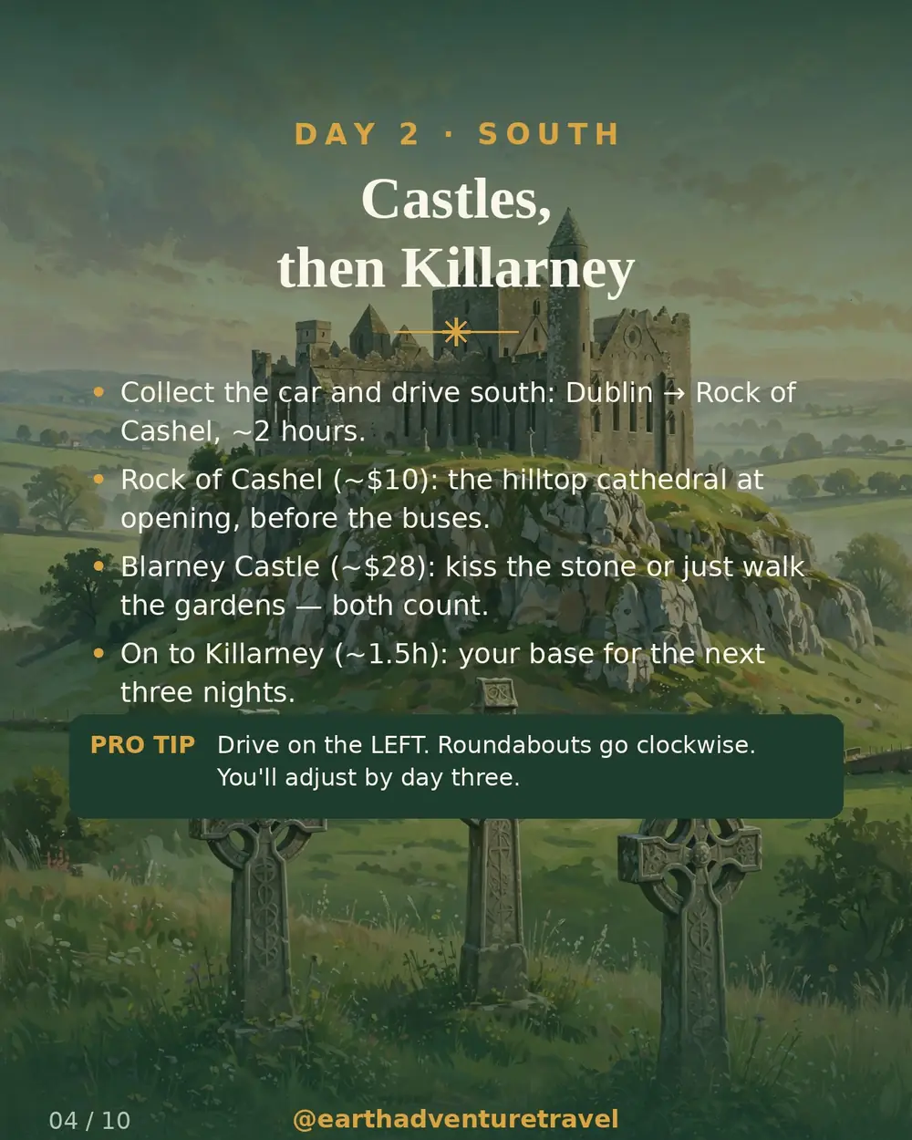 Illustrated day 2: the Rock of Cashel at morning light