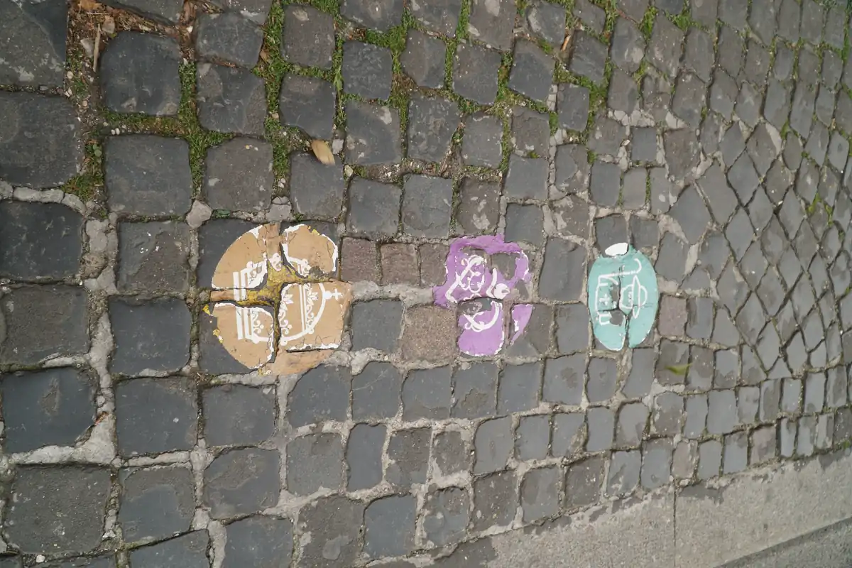 Roman sampietrini cobblestones up close
