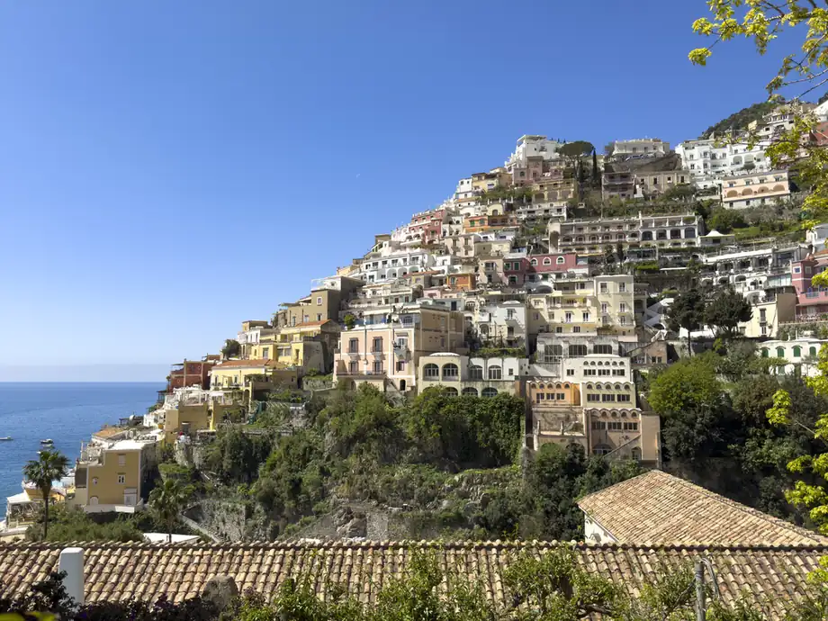 Positano climbing its cliff above the Tyrrhenian Sea
