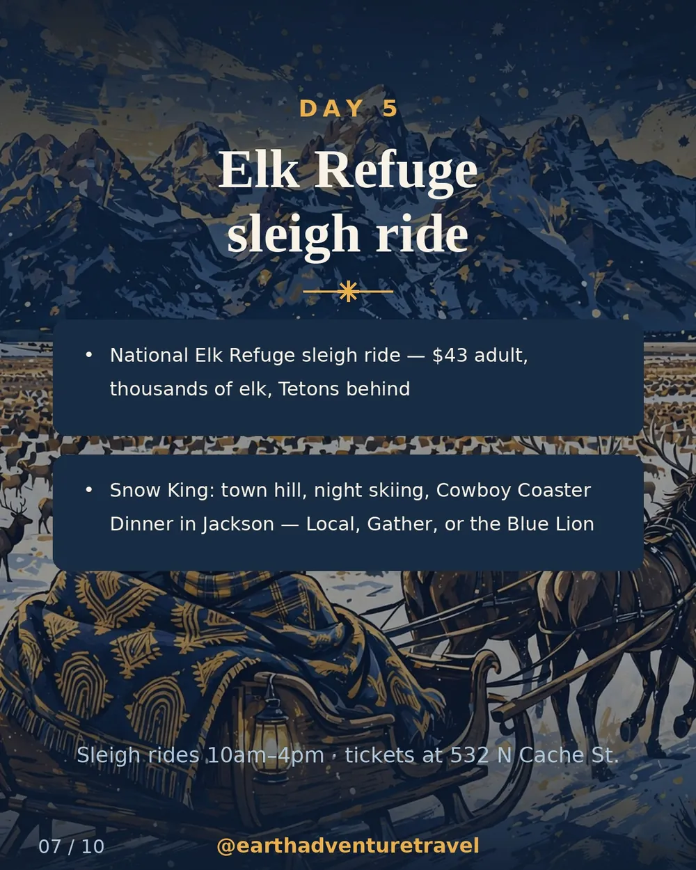Illustrated elk refuge sleigh ride