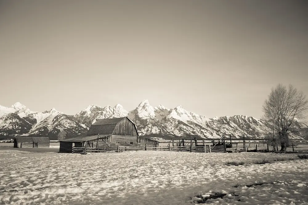 Moulton Barn in winter