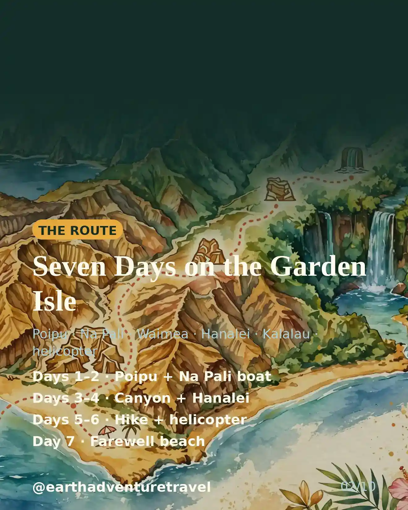 Saveable seven-day Kauai couples route plan