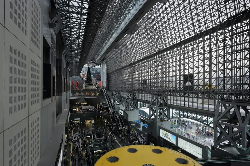 The main hall of Kyoto Station seen from its eastern side