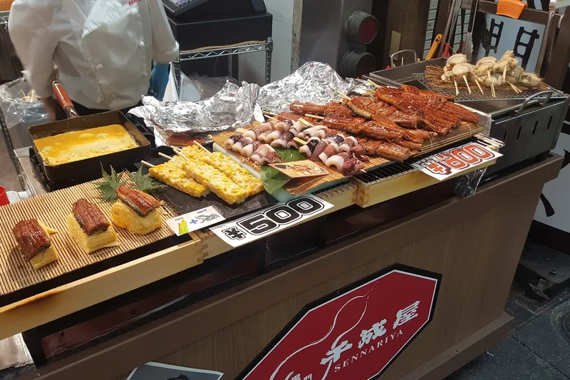 Seafood on display at Kuromon Market in Osaka