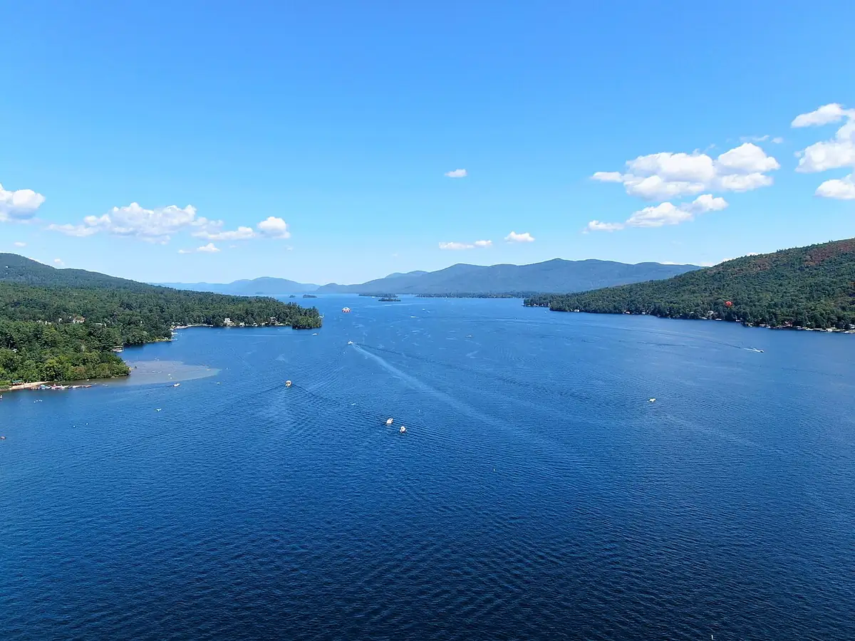 Lake George stretching north toward the Adirondack mountains