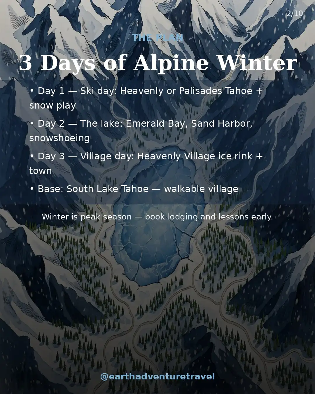 Lake Tahoe three-day winter route plan