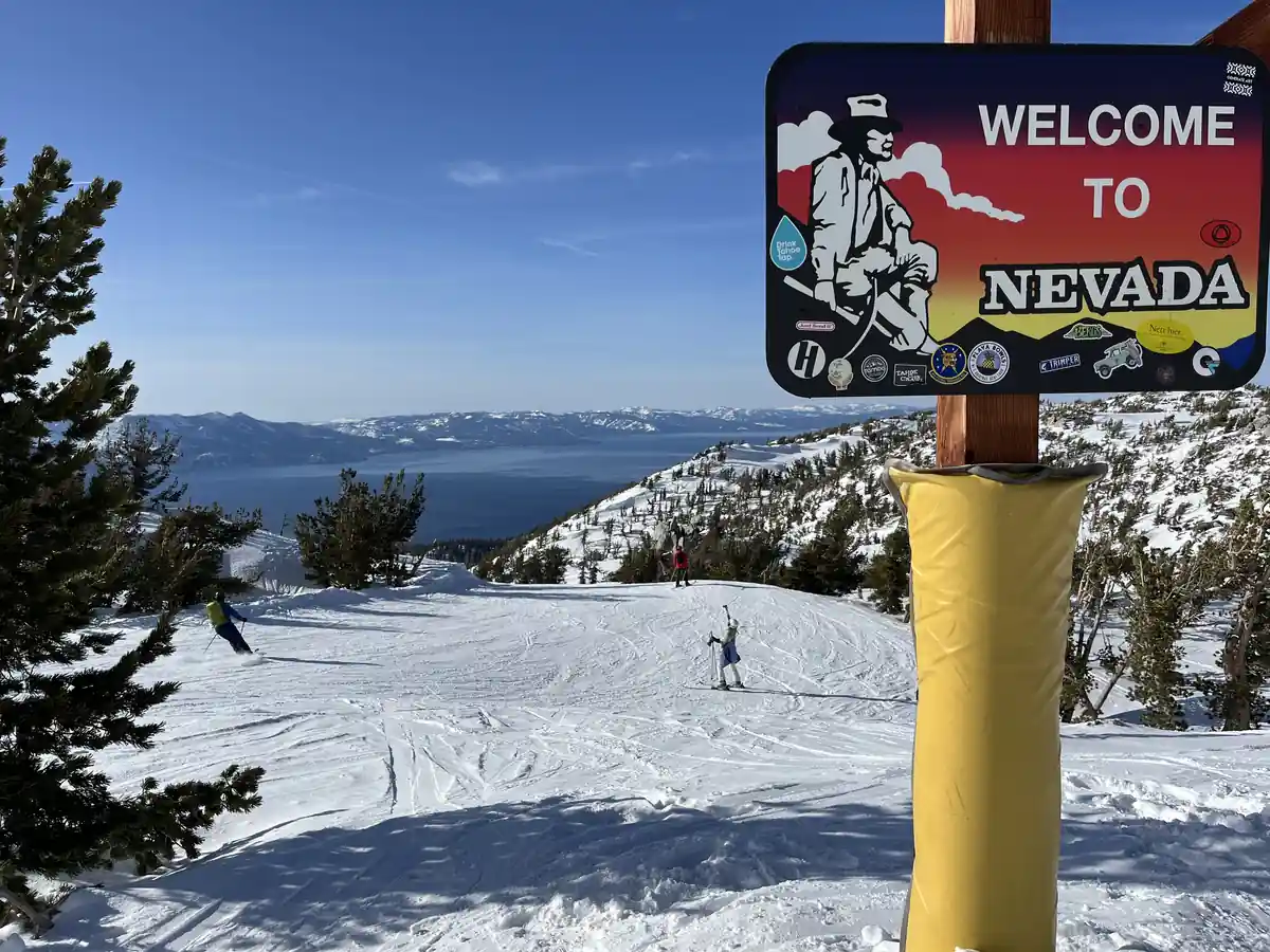 Skiers on Heavenly slopes, Lake Tahoe