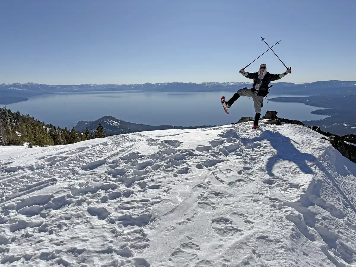 Winter gear in the snow at Lake Tahoe