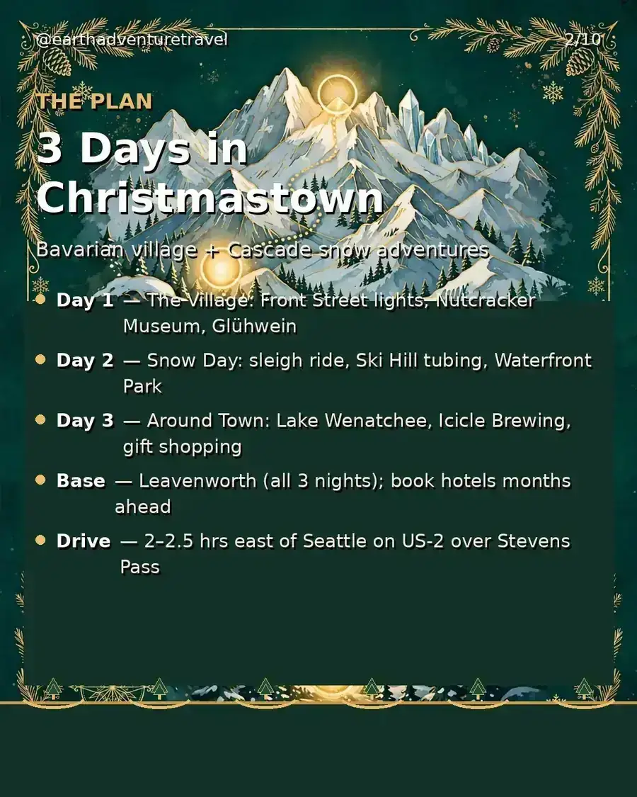 Illustrated three-day Leavenworth Christmas route plan