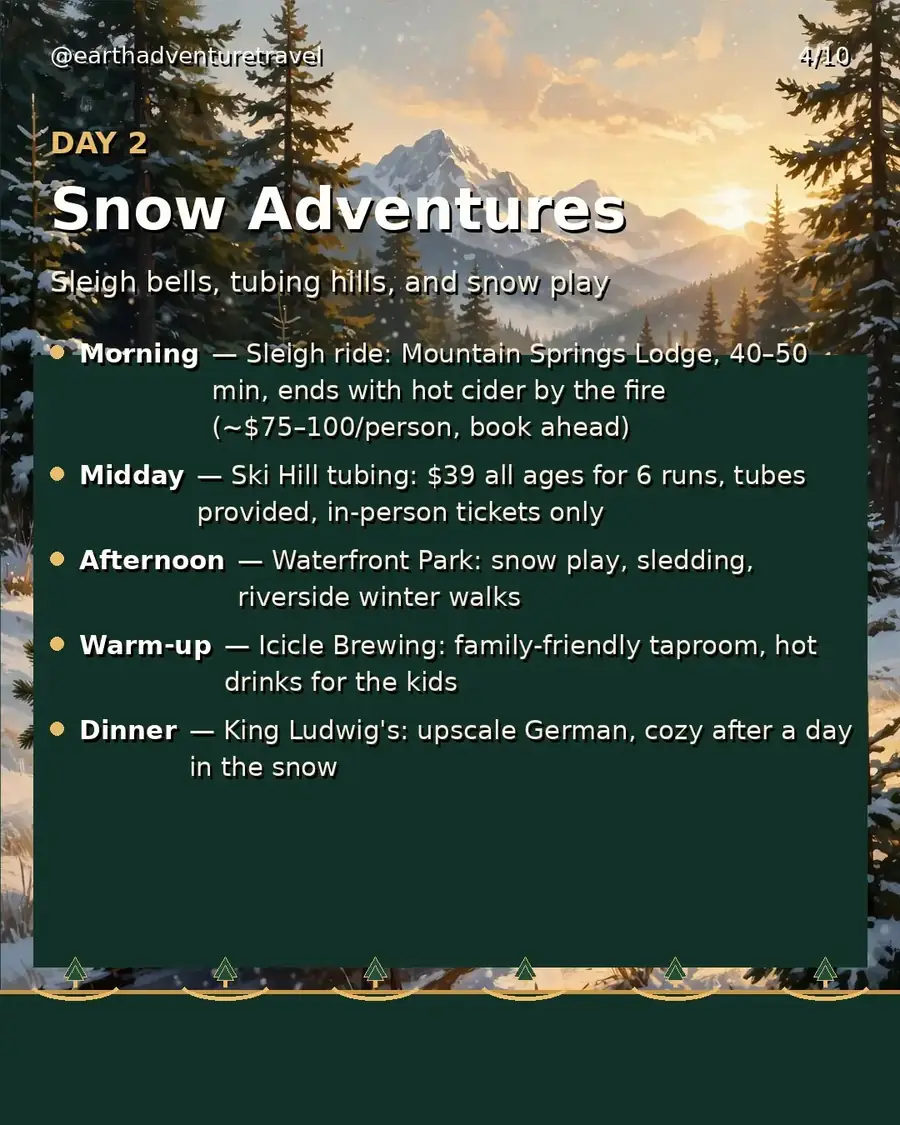 Day 2 graphic: snow adventures