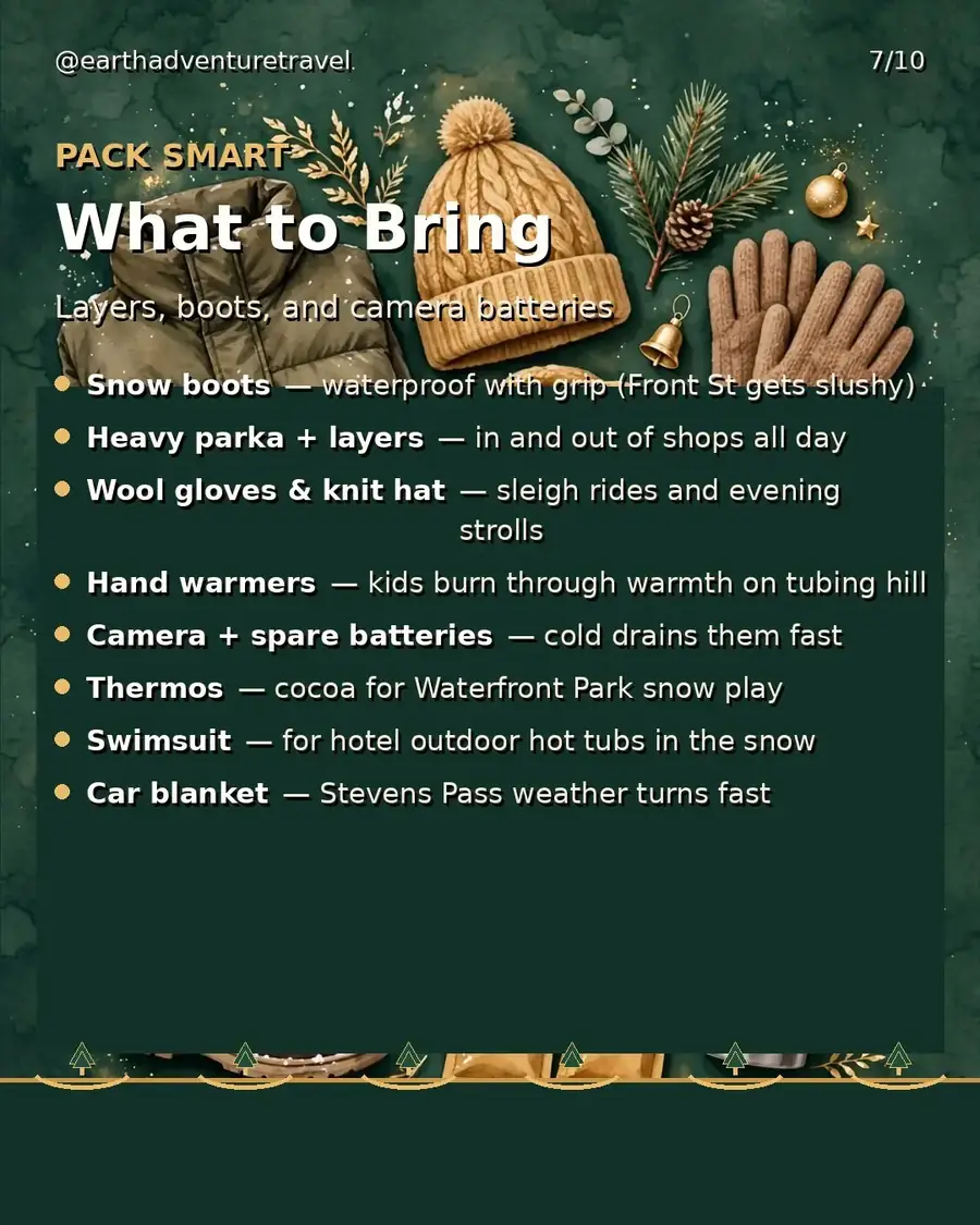 Packing graphic for the Leavenworth Christmas family trip