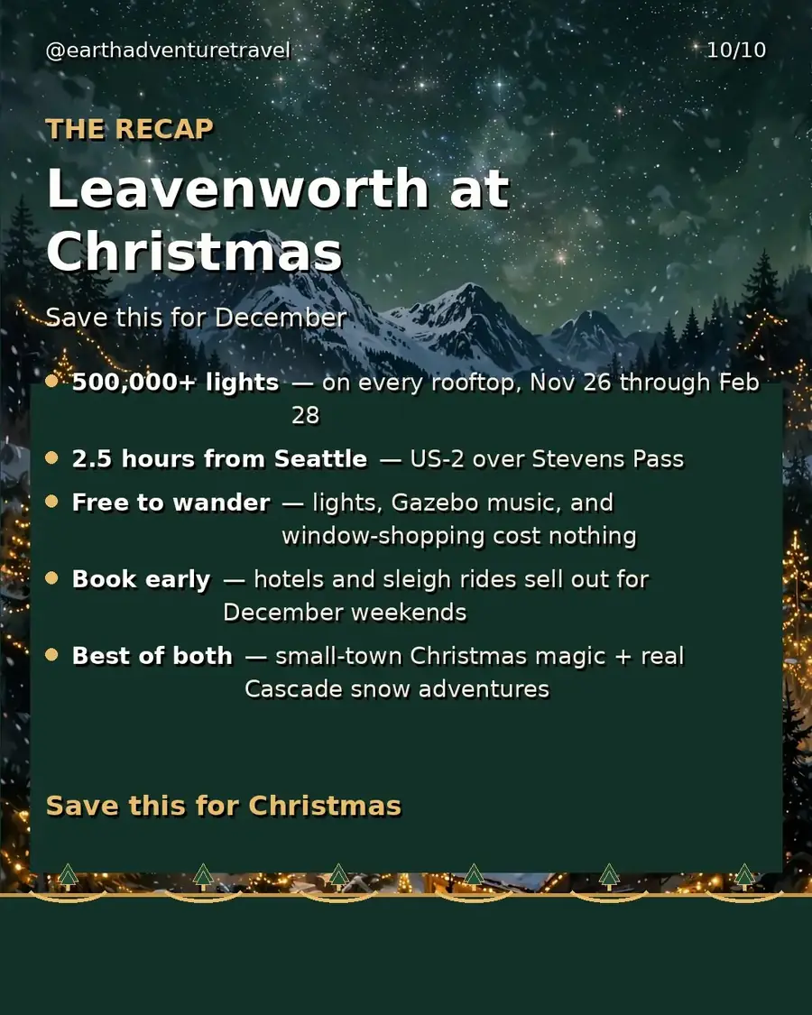 Saveable recap graphic for the three-day Leavenworth Christmas family route