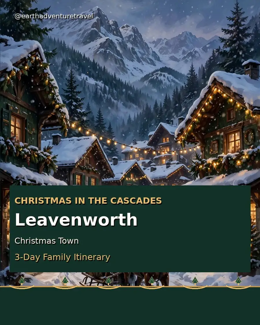 Illustrated Leavenworth Bavarian village at Christmas