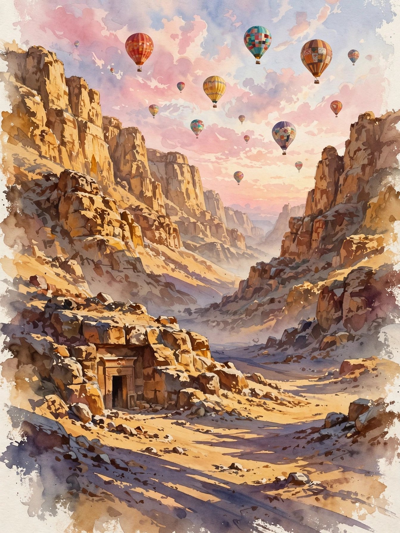 Day 4 graphic: Valley of the Kings at dawn with hot-air balloons