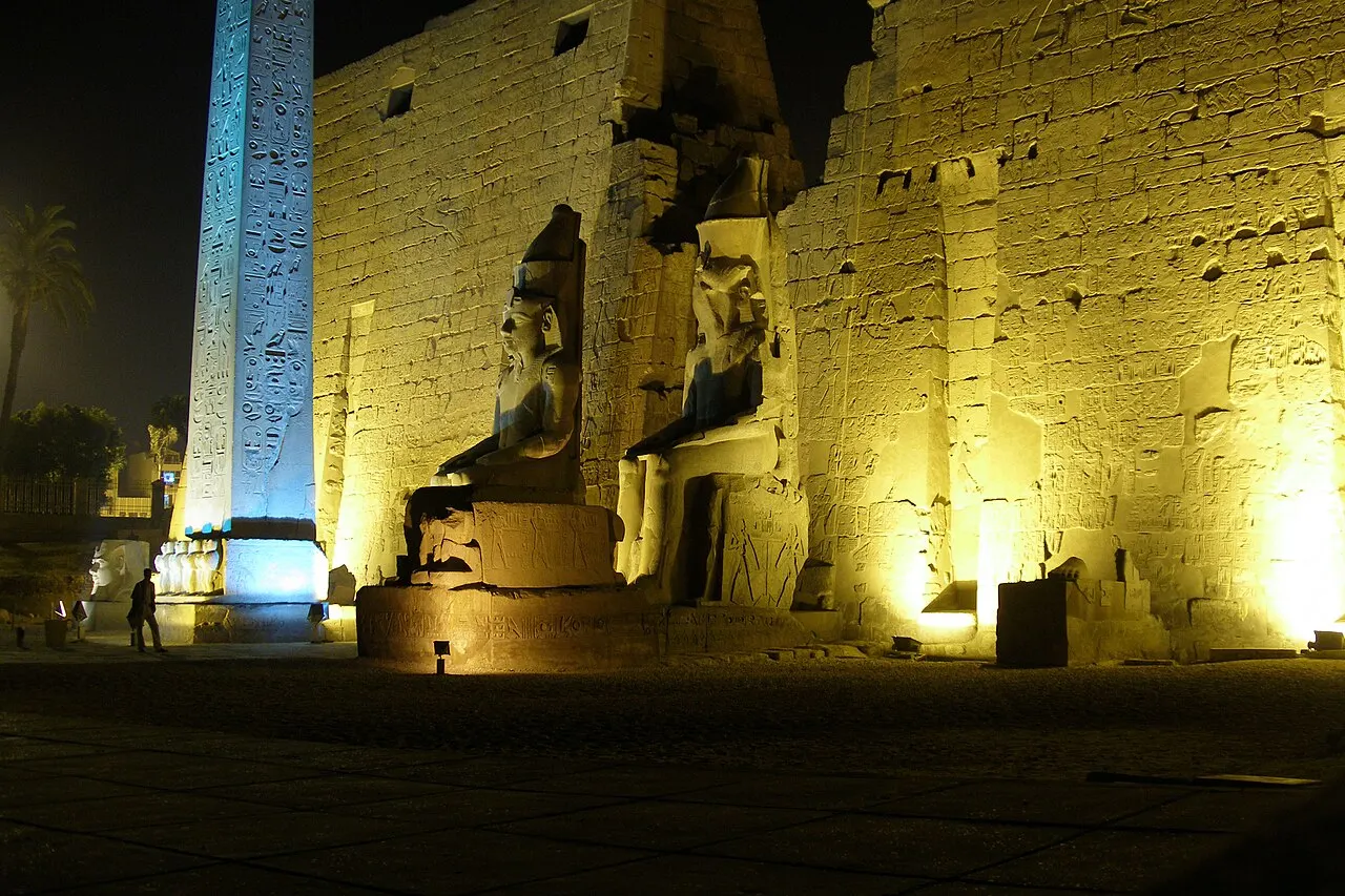 Luxor Temple illuminated at night